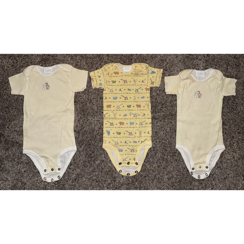 3 Carter's Vintage Baby One Piece Bodysuit John Lennon/ Teddy Bear Button Snap